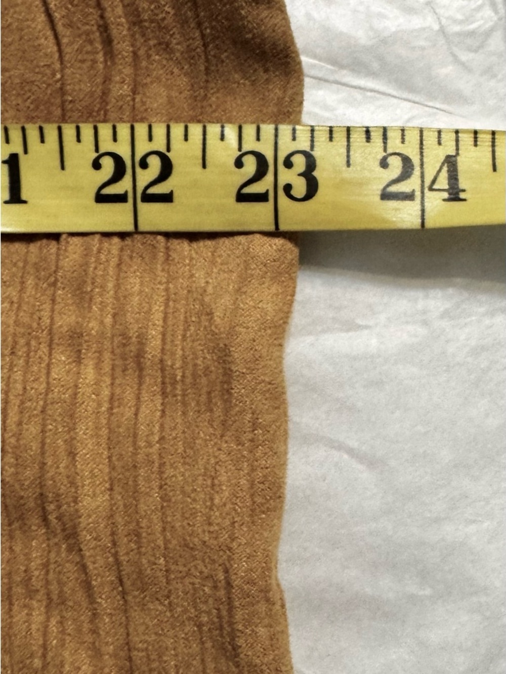 Denim&Co Corduroy Like Button-Down Shirt - Camel Tan size Medium - Picture 7 of 8